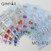 Wholesale 6 Grid/Pack Mixed colors & design flatback K9 crystal stone for nail decoracion de uas